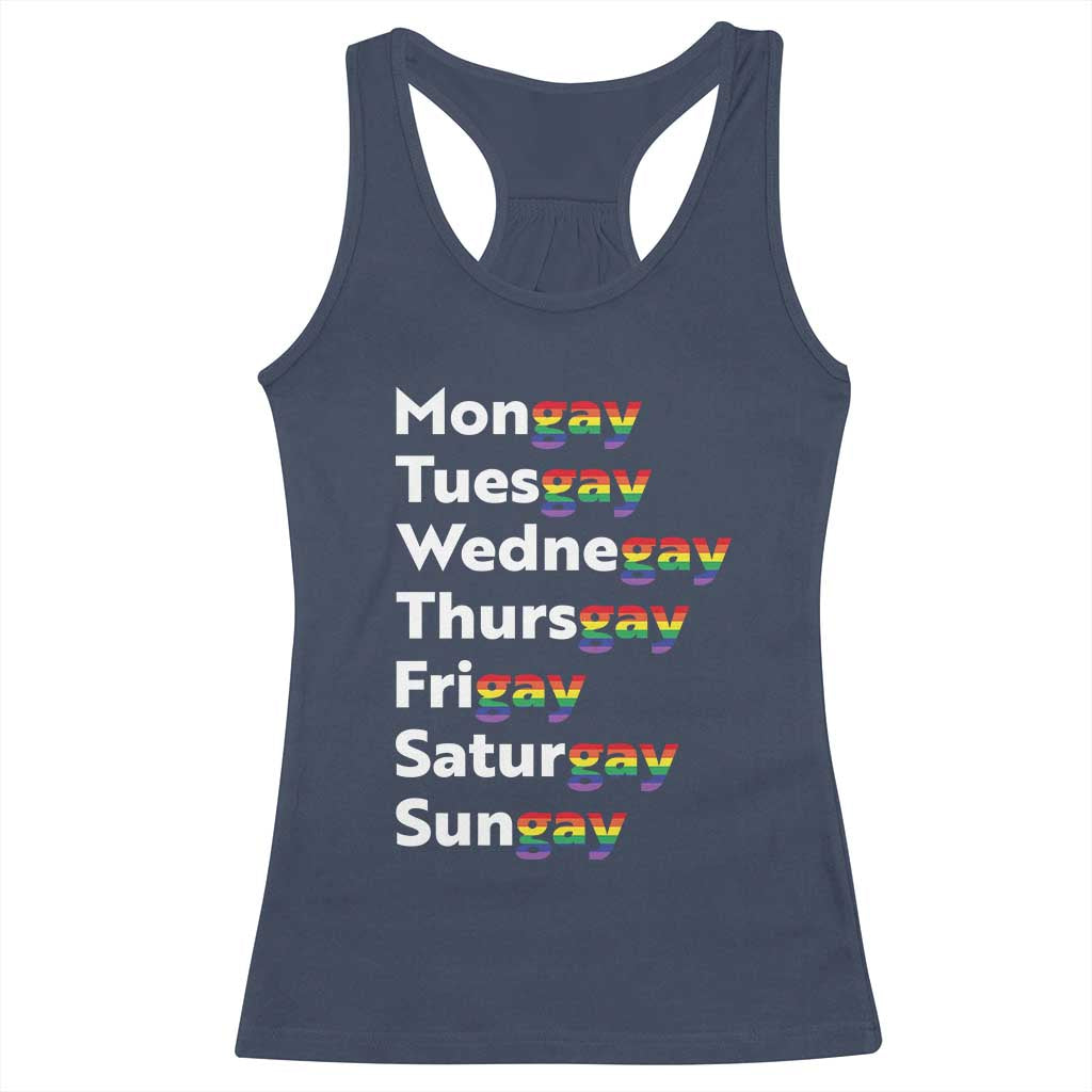 Rainbow Days Of The Week Mongay Tuesgay Racerback Tank Top Funny LGBT Pride Month