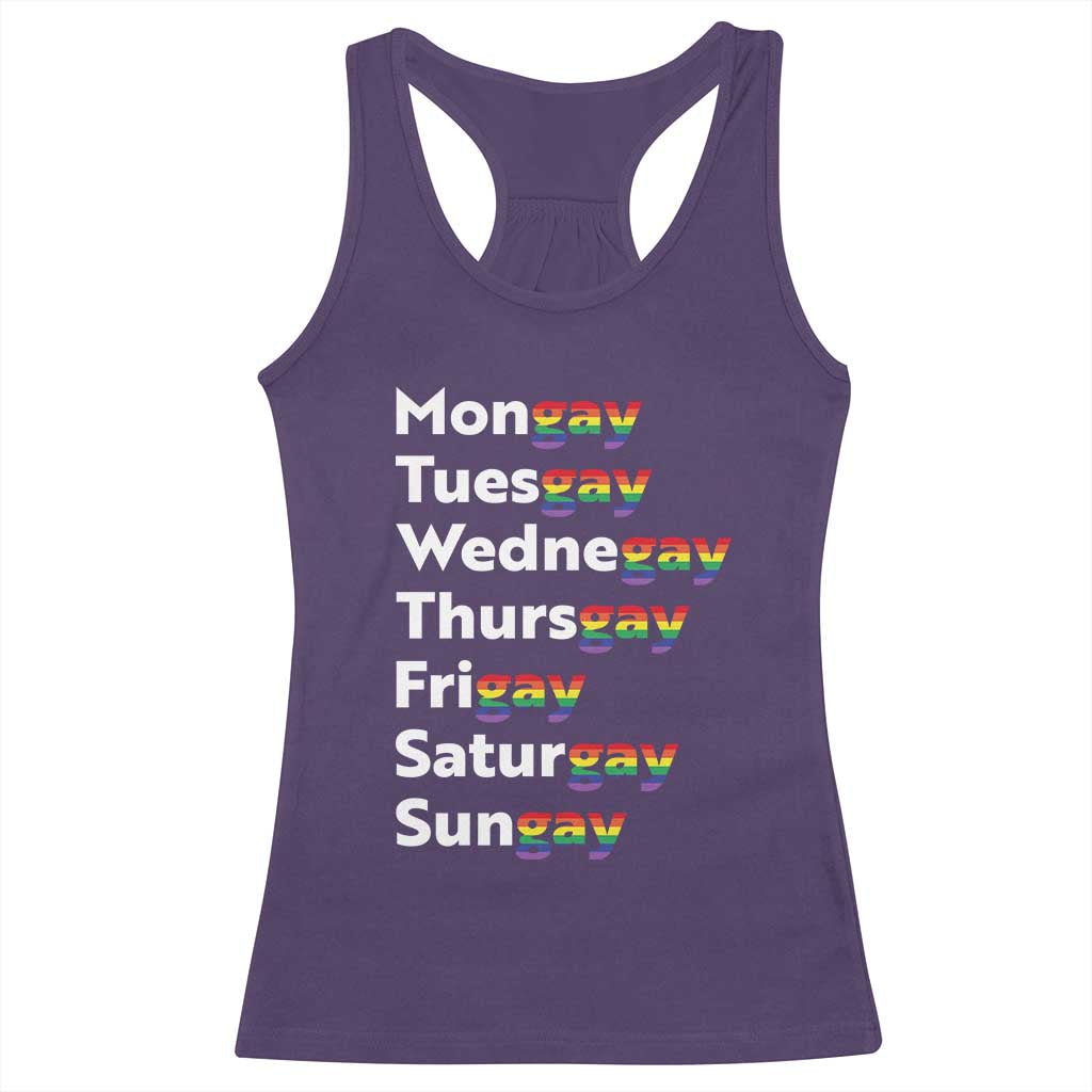 Rainbow Days Of The Week Mongay Tuesgay Racerback Tank Top Funny LGBT Pride Month