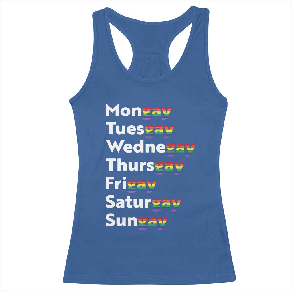 Rainbow Days Of The Week Mongay Tuesgay Racerback Tank Top Funny LGBT Pride Month