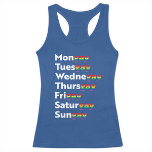 Rainbow Days Of The Week Mongay Tuesgay Racerback Tank Top Funny LGBT Pride Month