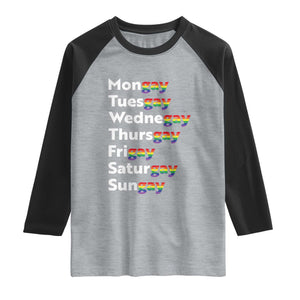 Rainbow Days Of The Week Mongay Tuesgay Raglan Shirt Funny LGBT Pride Month TS12 Heather Gray Black Print Your Wear