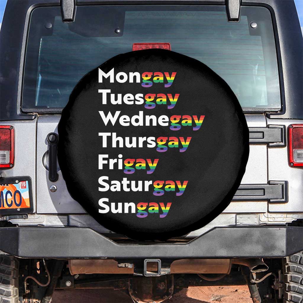 Rainbow Days Of The Week Mongay Tuesgay Spare Tire Cover Funny LGBT Pride Month