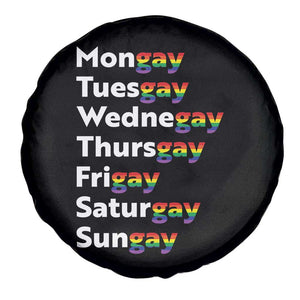 Rainbow Days Of The Week Mongay Tuesgay Spare Tire Cover Funny LGBT Pride Month