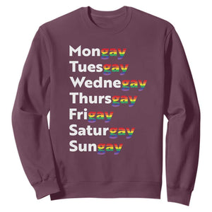 Rainbow Days Of The Week Mongay Tuesgay Sweatshirt Funny LGBT Pride Month TS12 Maroon Print Your Wear