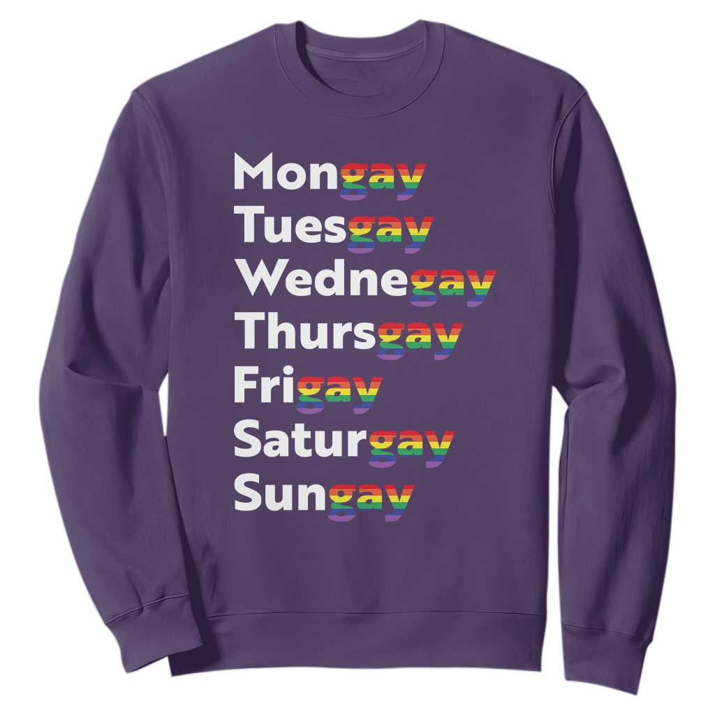 Rainbow Days Of The Week Mongay Tuesgay Sweatshirt Funny LGBT Pride Month TS12 Purple Print Your Wear