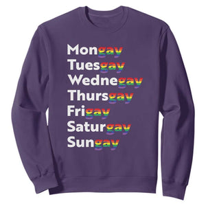 Rainbow Days Of The Week Mongay Tuesgay Sweatshirt Funny LGBT Pride Month TS12 Purple Print Your Wear