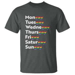 Rainbow Days Of The Week Mongay Tuesgay T Shirt Funny LGBT Pride Month TS12 Dark Heather Print Your Wear