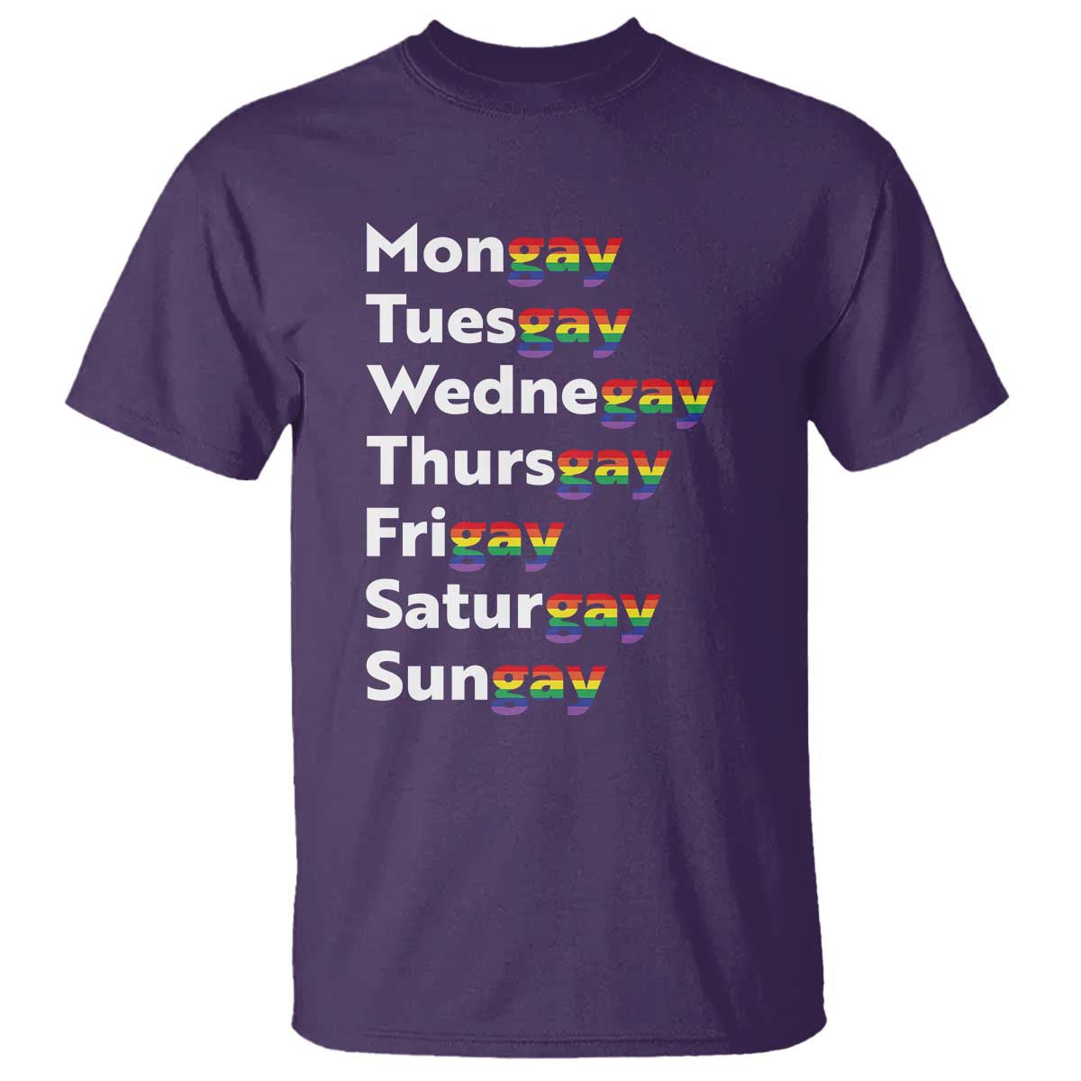 Rainbow Days Of The Week Mongay Tuesgay T Shirt Funny LGBT Pride Month TS12 Purple Print Your Wear