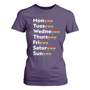 Rainbow Days Of The Week Mongay Tuesgay T Shirt For Women Funny LGBT Pride Month TS12 Purple Print Your Wear
