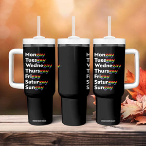 Rainbow Days Of The Week Mongay Tuesgay Tumbler With Handle Funny LGBT Pride Month TS12 Print Your Wear