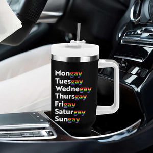 Rainbow Days Of The Week Mongay Tuesgay Tumbler With Handle Funny LGBT Pride Month TS12 Print Your Wear