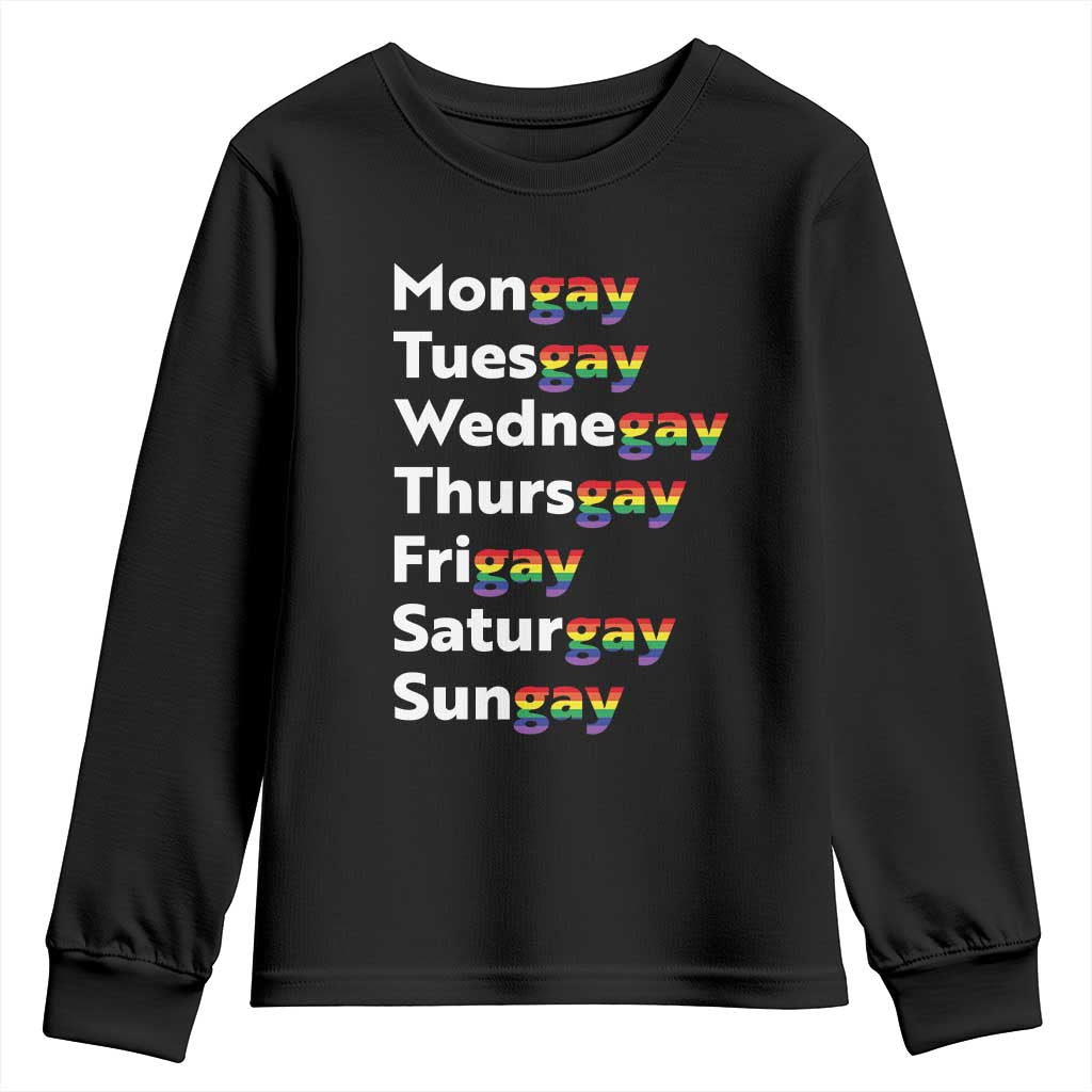 Rainbow Days Of The Week Mongay Tuesgay Youth Sweatshirt Funny LGBT Pride Month