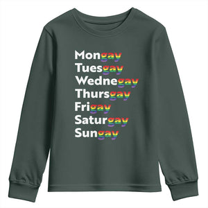 Rainbow Days Of The Week Mongay Tuesgay Youth Sweatshirt Funny LGBT Pride Month
