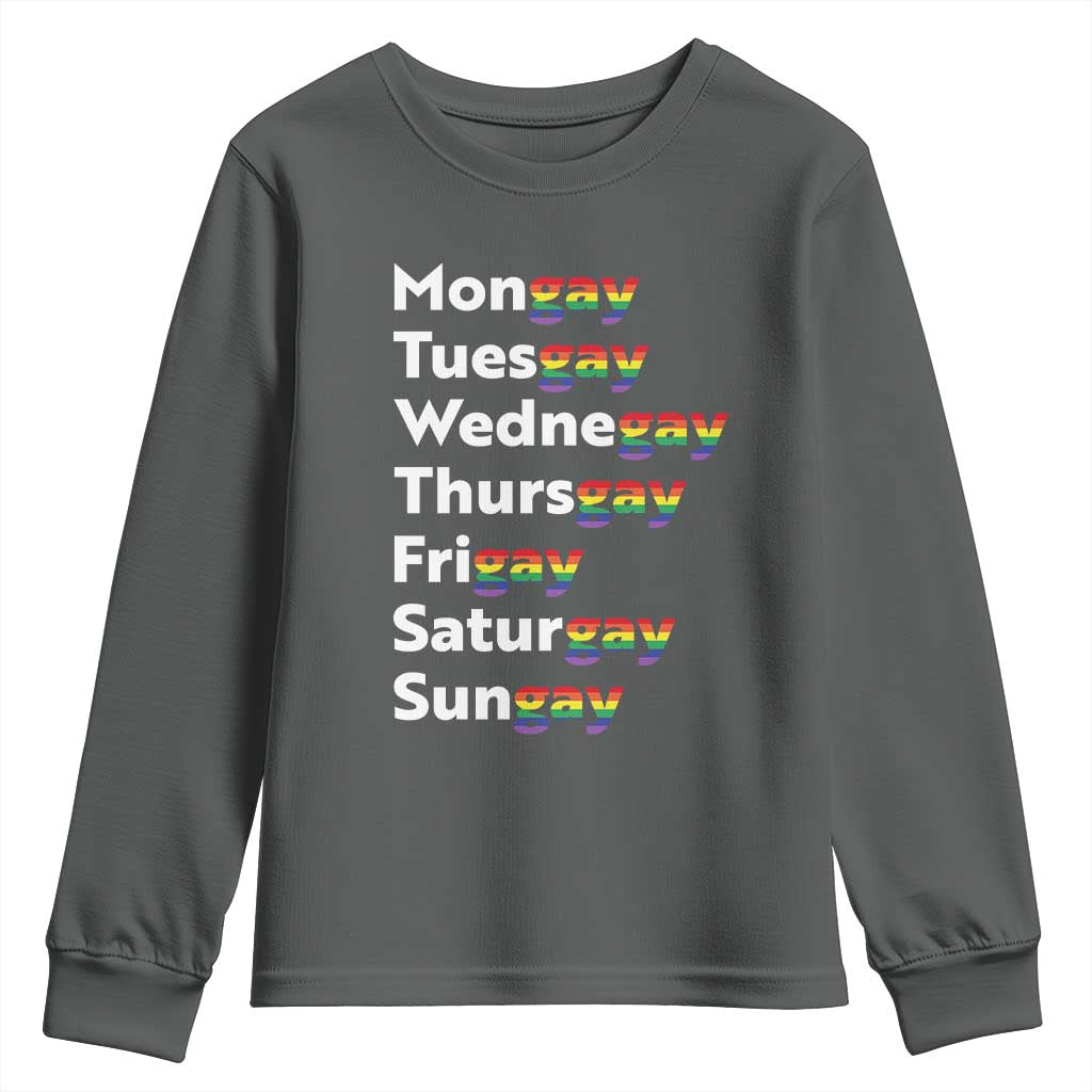Rainbow Days Of The Week Mongay Tuesgay Youth Sweatshirt Funny LGBT Pride Month