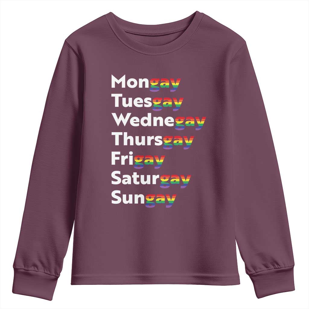 Rainbow Days Of The Week Mongay Tuesgay Youth Sweatshirt Funny LGBT Pride Month