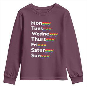 Rainbow Days Of The Week Mongay Tuesgay Youth Sweatshirt Funny LGBT Pride Month