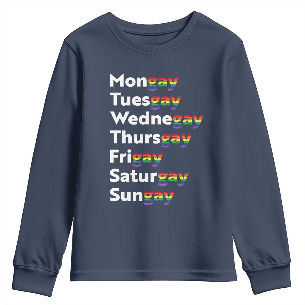 Rainbow Days Of The Week Mongay Tuesgay Youth Sweatshirt Funny LGBT Pride Month