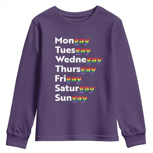 Rainbow Days Of The Week Mongay Tuesgay Youth Sweatshirt Funny LGBT Pride Month