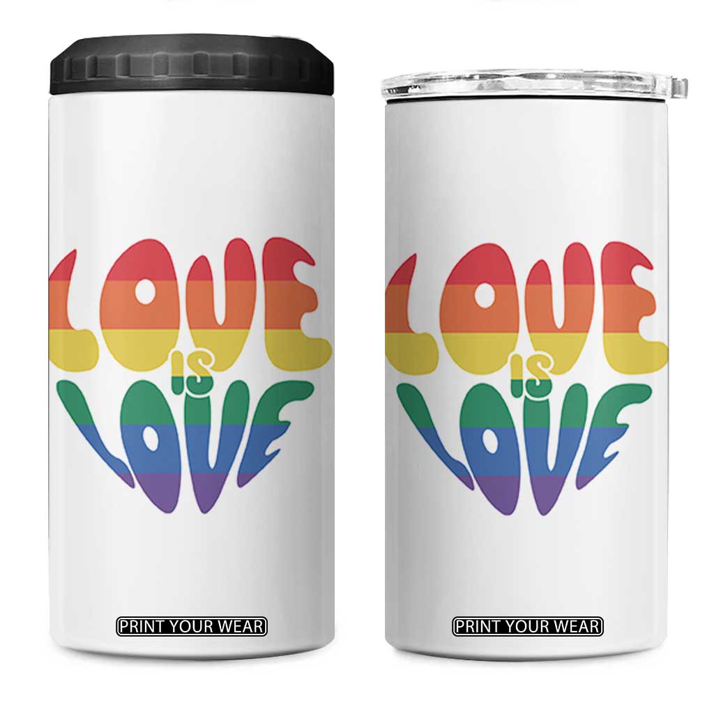 Love Is Love LGBTQ Pride 4 in 1 Can Cooler Tumbler Rainbow Flag Community TS12 One Size: 16 oz White Print Your Wear