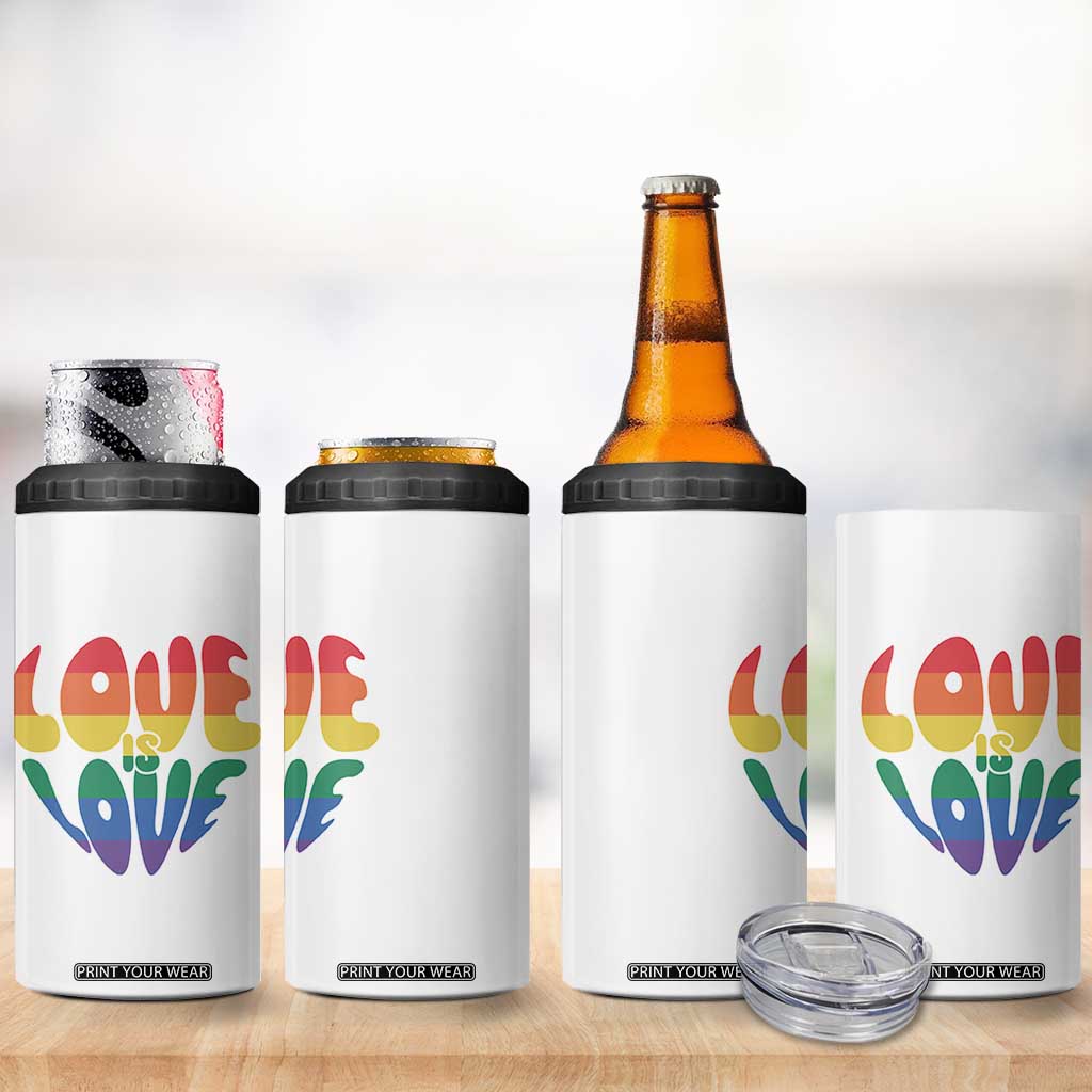 Love Is Love LGBTQ Pride 4 in 1 Can Cooler Tumbler Rainbow Flag Community TS12 Print Your Wear