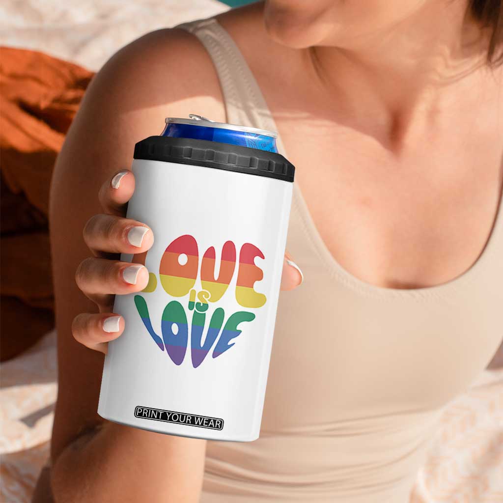 Love Is Love LGBTQ Pride 4 in 1 Can Cooler Tumbler Rainbow Flag Community TS12 Print Your Wear