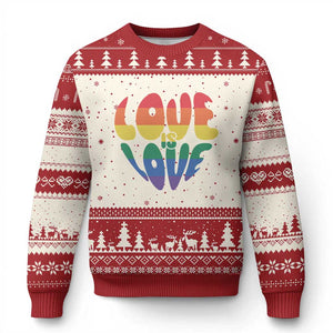 Love Is Love LGBTQ Pride Ugly Christmas Sweater Rainbow Flag Community