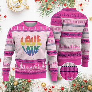 Love Is Love LGBTQ Pride Ugly Christmas Sweater Rainbow Flag Community