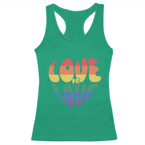 Love Is Love LGBTQ Pride Racerback Tank Top Rainbow Flag Community TS12 Irish Green Print Your Wear