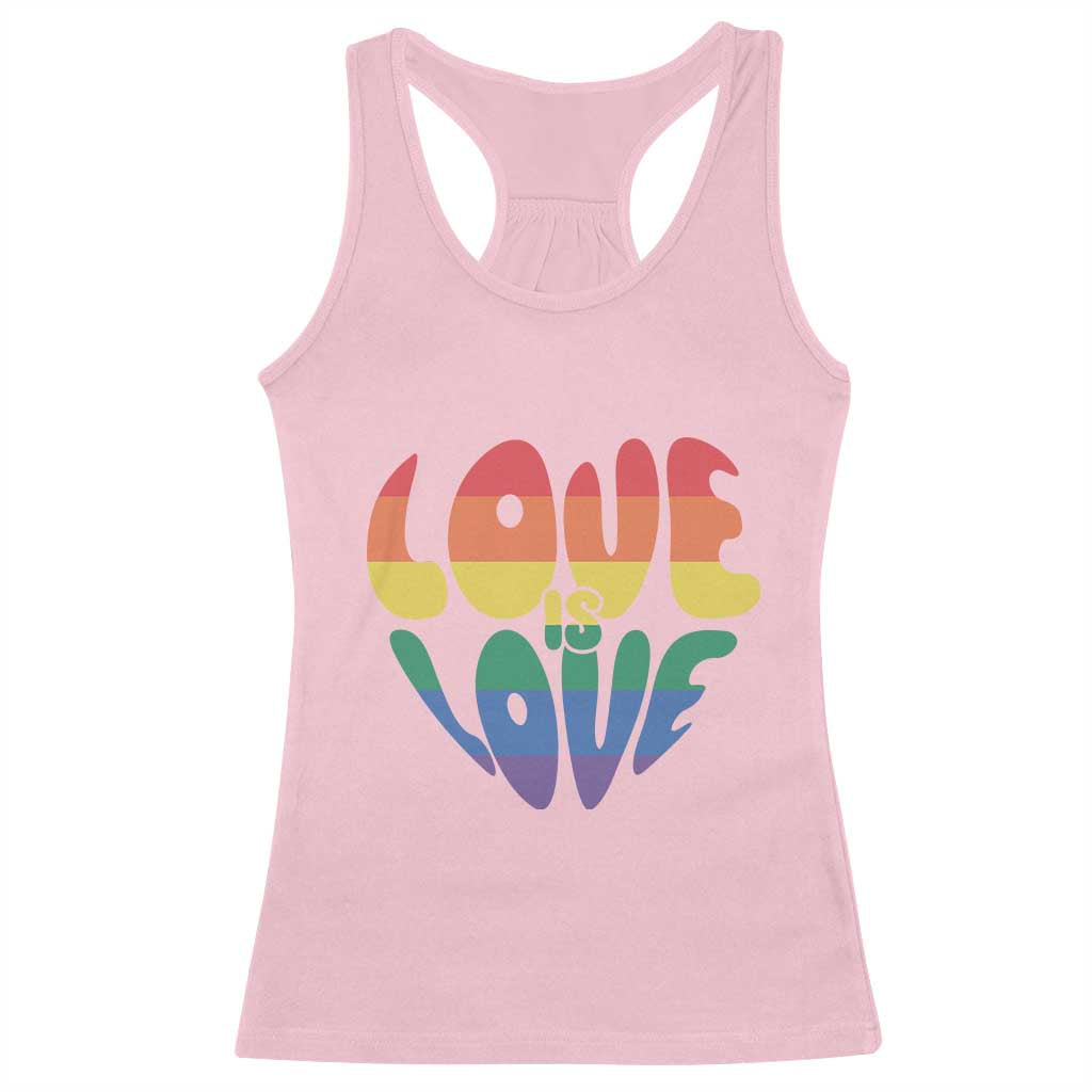 Love Is Love LGBTQ Pride Racerback Tank Top Rainbow Flag Community TS12 Light Pink Print Your Wear