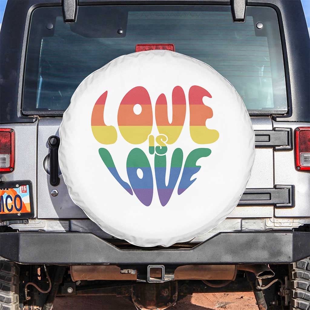 Love Is Love LGBTQ Pride Spare Tire Cover Rainbow Flag Community TS12 No hole White Print Your Wear