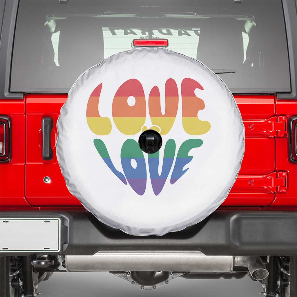 Love Is Love LGBTQ Pride Spare Tire Cover Rainbow Flag Community TS12 White Print Your Wear