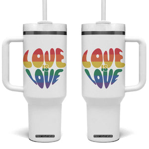 Love Is Love LGBTQ Pride Tumbler With Handle Rainbow Flag Community TS12 One Size: 40 oz White Print Your Wear