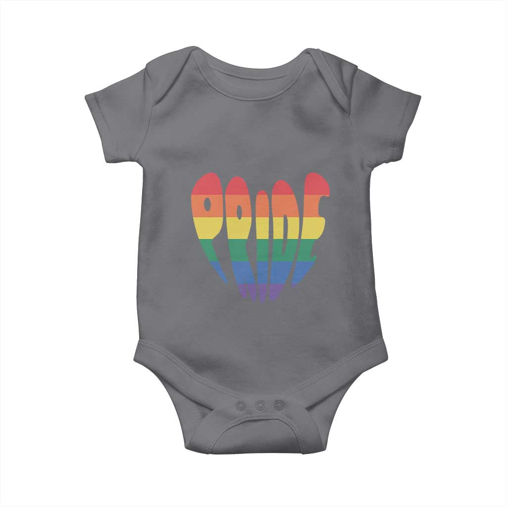 Rainbow Heart Pride Baby Onesie LGBTQ Support Graphic TS12 Charcoal Print Your Wear