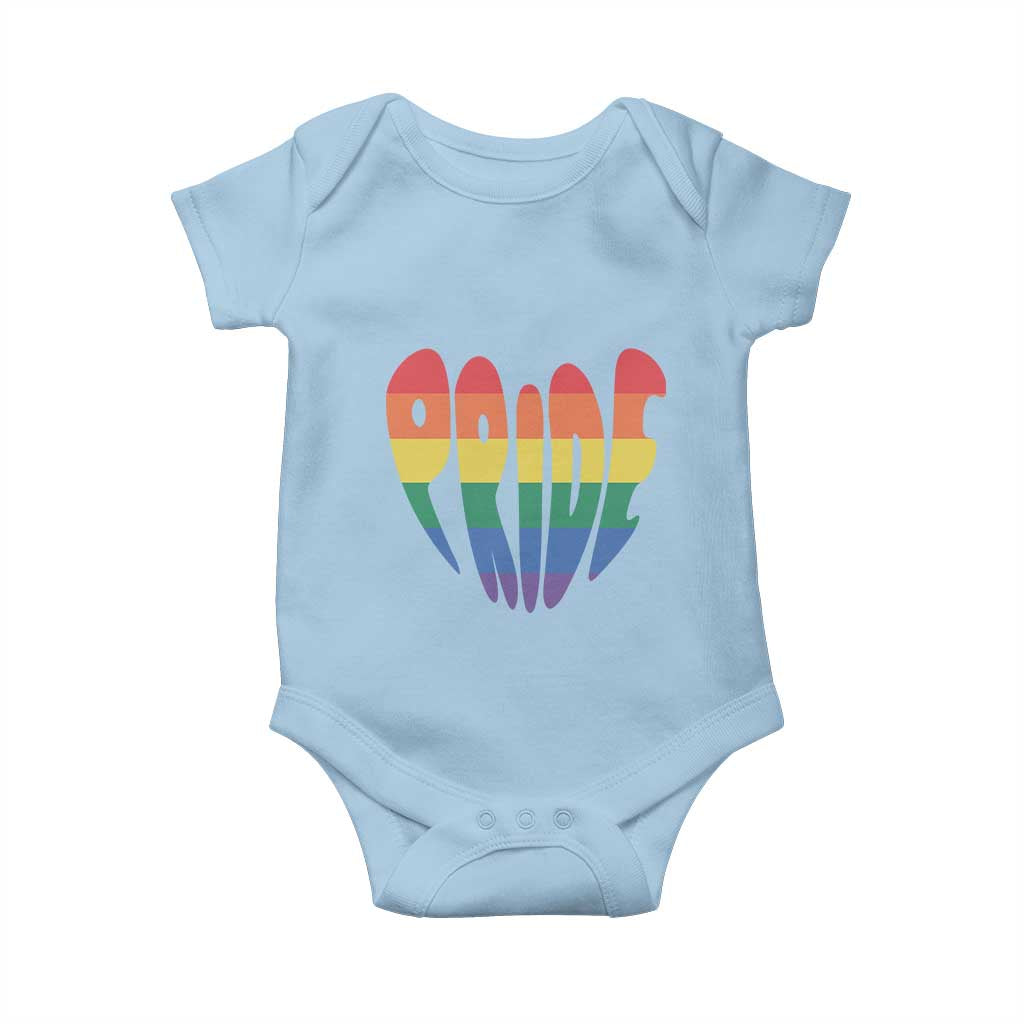 Rainbow Heart Pride Baby Onesie LGBTQ Support Graphic TS12 Light Blue Print Your Wear