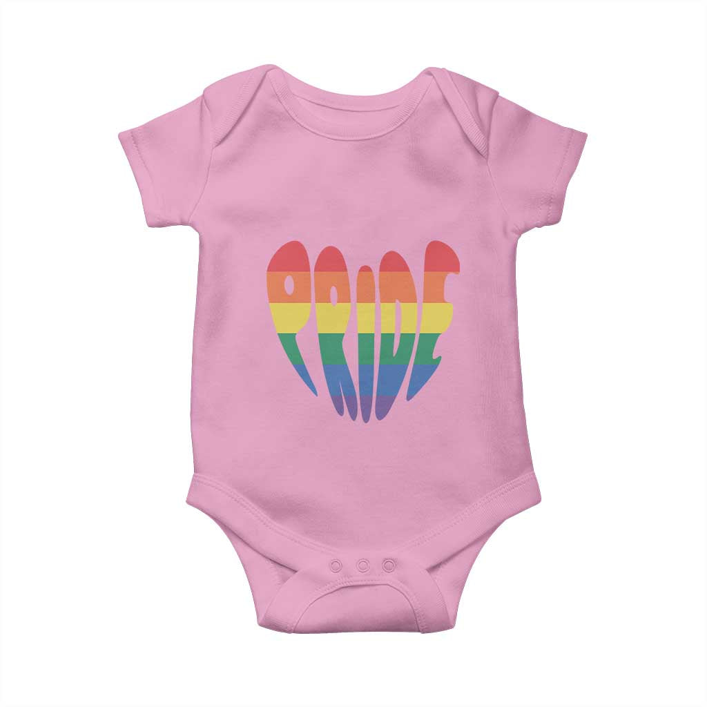 Rainbow Heart Pride Baby Onesie LGBTQ Support Graphic TS12 Light Pink Print Your Wear