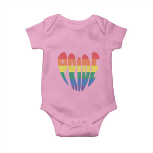 Rainbow Heart Pride Baby Onesie LGBTQ Support Graphic TS12 Light Pink Print Your Wear