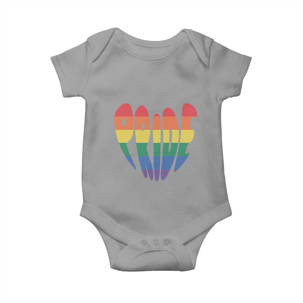 Rainbow Heart Pride Baby Onesie LGBTQ Support Graphic TS12 Sport Gray Print Your Wear