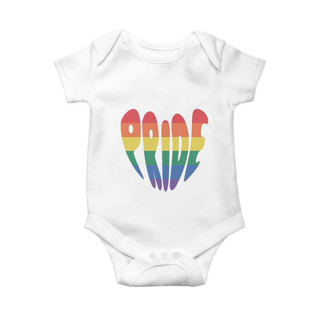 Rainbow Heart Pride Baby Onesie LGBTQ Support Graphic TS12 White Print Your Wear