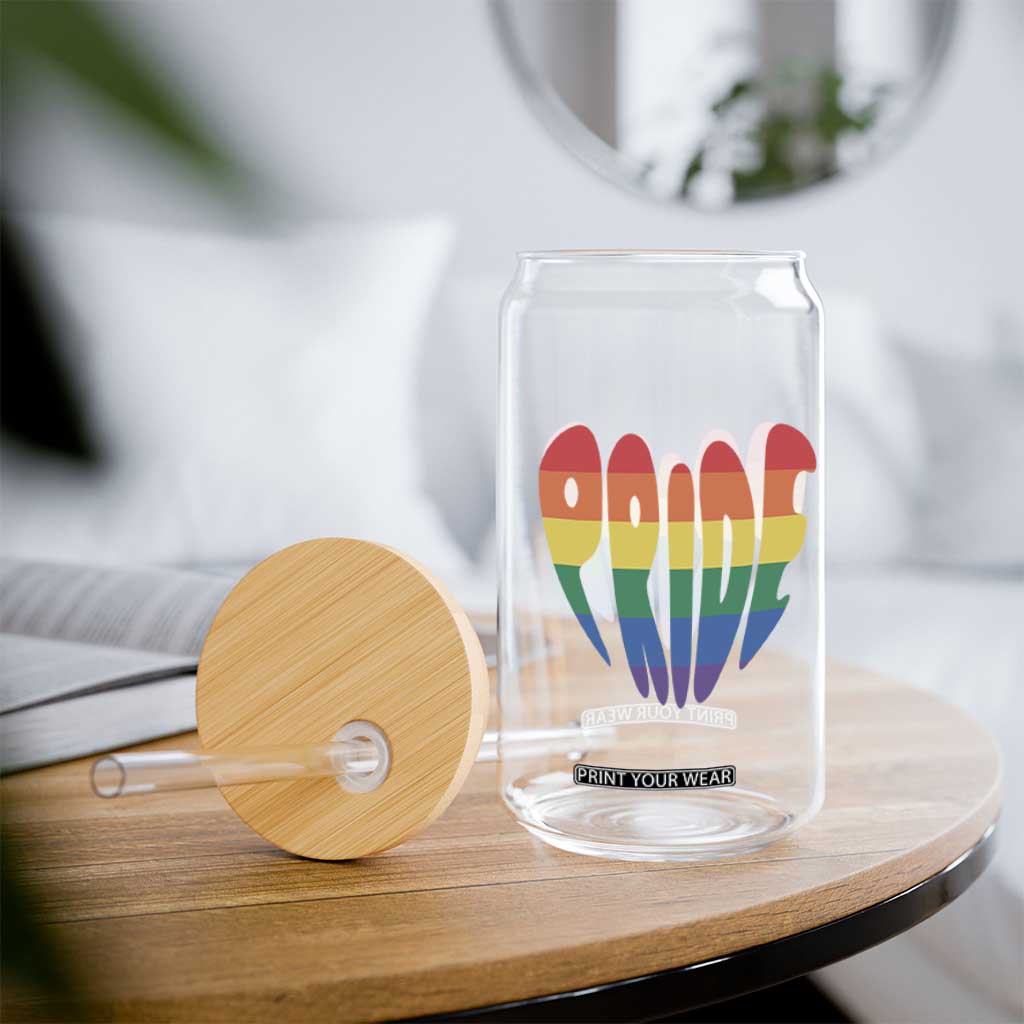 Rainbow Heart Pride Glass Can LGBTQ Support Graphic TS12 Print Your Wear