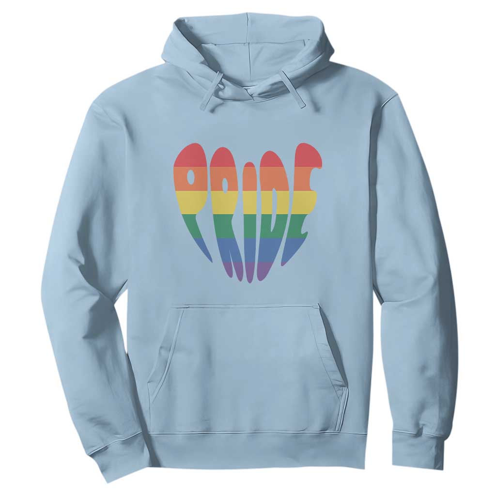 Rainbow Heart Pride Hoodie LGBTQ Support Graphic TS12 Light Blue Print Your Wear