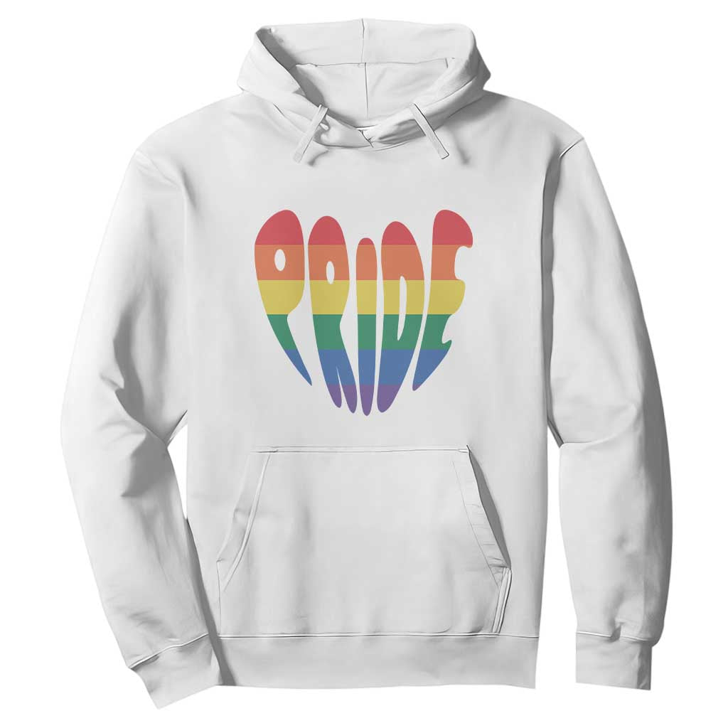 Rainbow Heart Pride Hoodie LGBTQ Support Graphic TS12 White Print Your Wear
