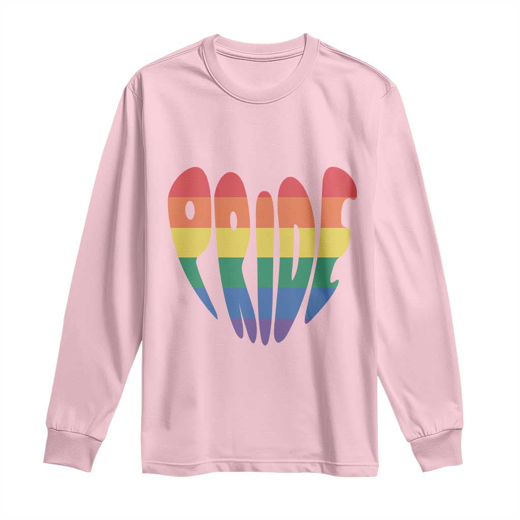 Rainbow Heart Pride Long Sleeve Shirt LGBTQ Support Graphic TS12 Light Pink Print Your Wear