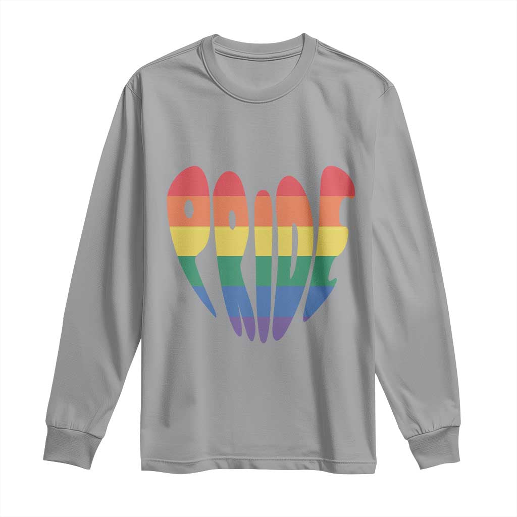 Rainbow Heart Pride Long Sleeve Shirt LGBTQ Support Graphic TS12 Sport Gray Print Your Wear