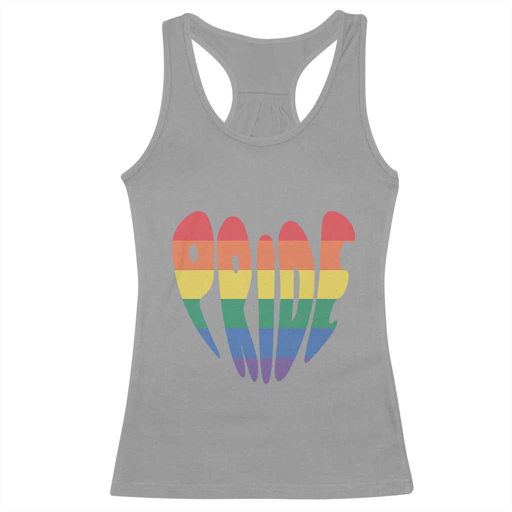 Rainbow Heart Pride Racerback Tank Top LGBTQ Support Graphic TS12 Sport Gray Print Your Wear
