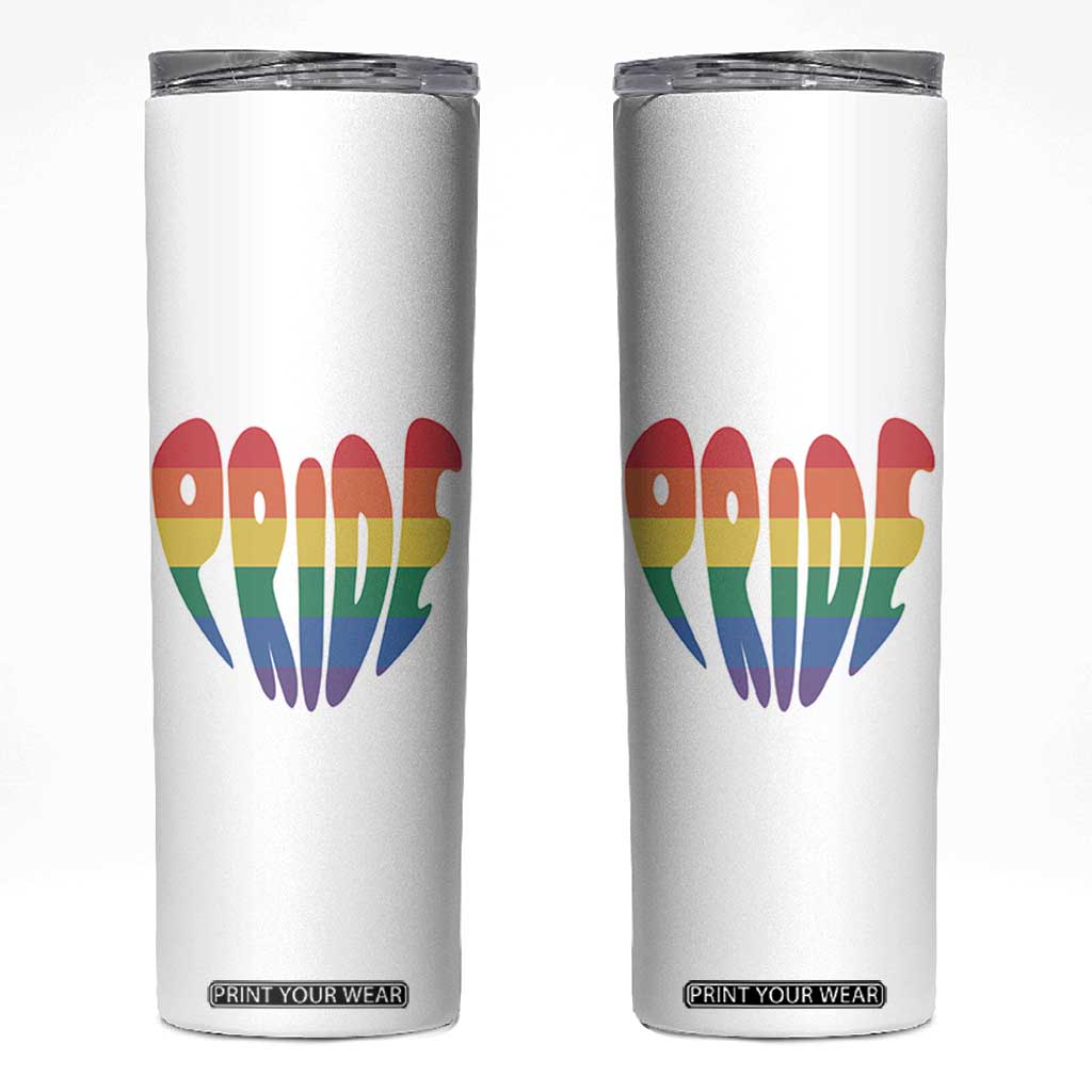 Rainbow Heart Pride Skinny Tumbler LGBTQ Support Graphic TS12 White Print Your Wear