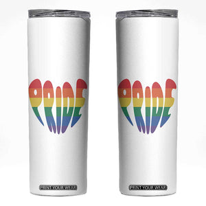 Rainbow Heart Pride Skinny Tumbler LGBTQ Support Graphic TS12 White Print Your Wear