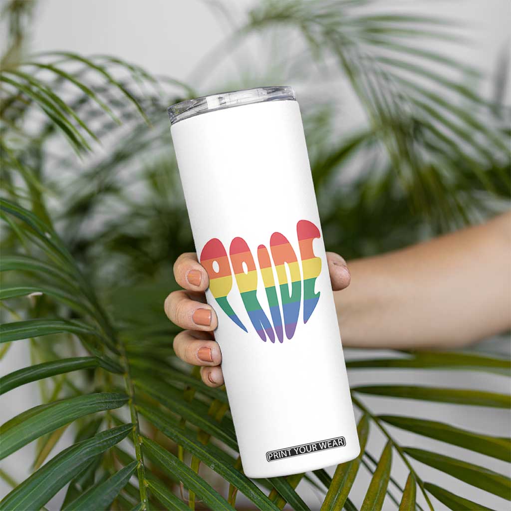 Rainbow Heart Pride Skinny Tumbler LGBTQ Support Graphic TS12 Print Your Wear