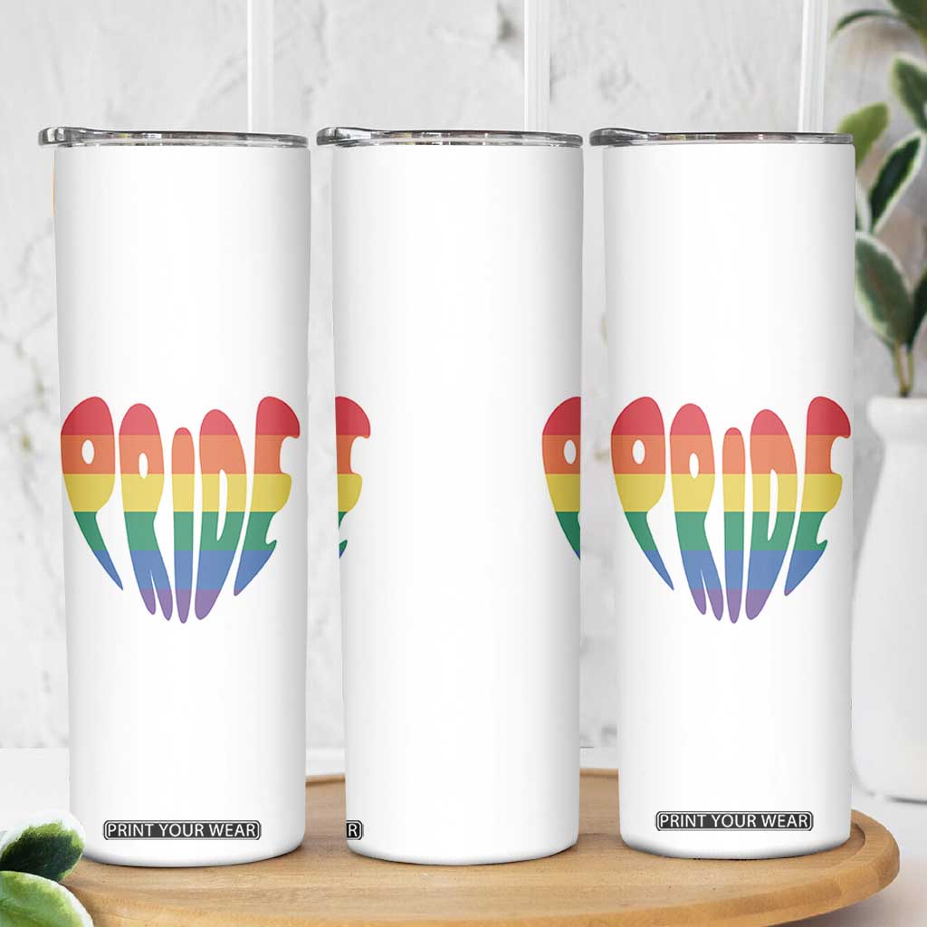 Rainbow Heart Pride Skinny Tumbler LGBTQ Support Graphic TS12 Print Your Wear
