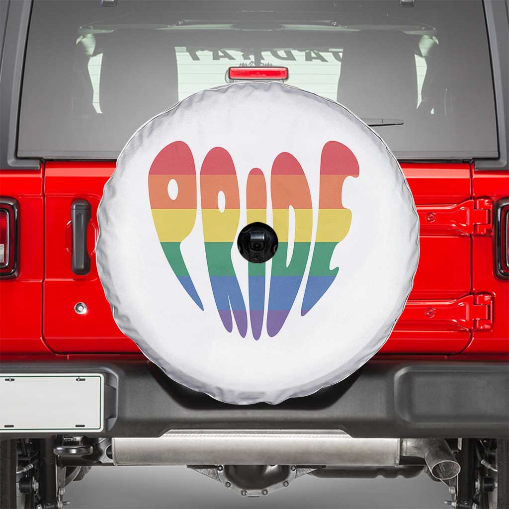 Rainbow Heart Pride Spare Tire Cover LGBTQ Support Graphic TS12 White Print Your Wear