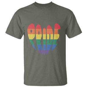 Rainbow Heart Pride T Shirt LGBTQ Support Graphic TS12 Military Green Print Your Wear